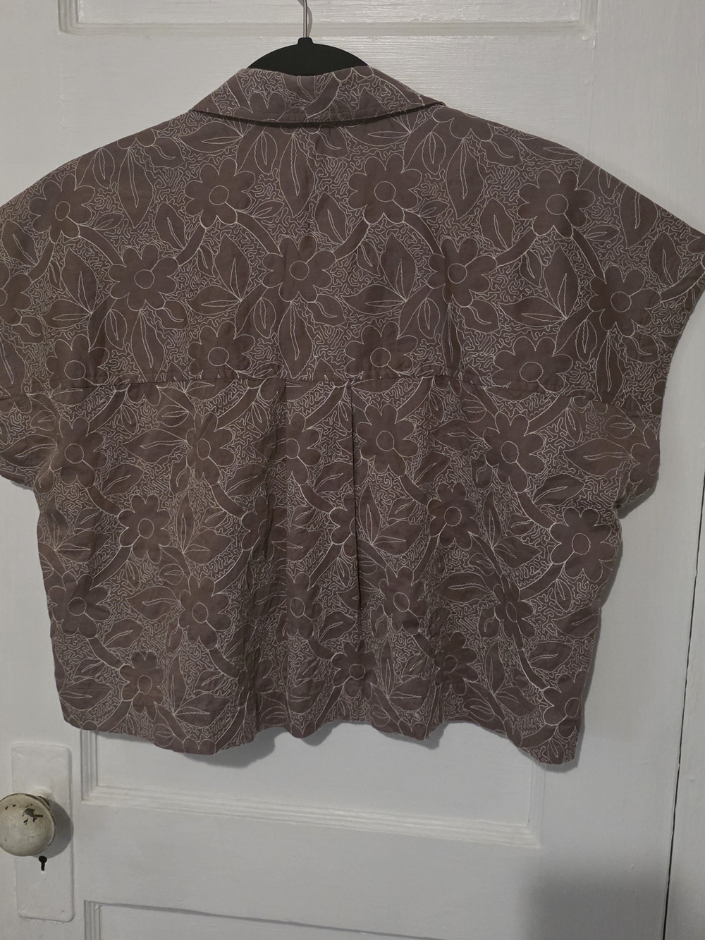 Madewell Mauve Floral Short Sleeve Button Shirt - Picture 3 of 5